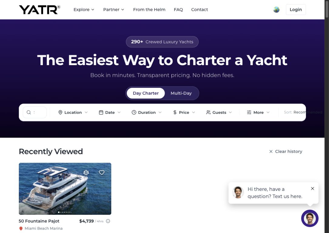 YATR actual website homepage preview